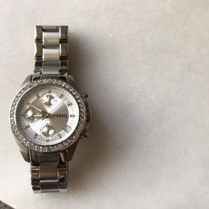 Silver fossil watch